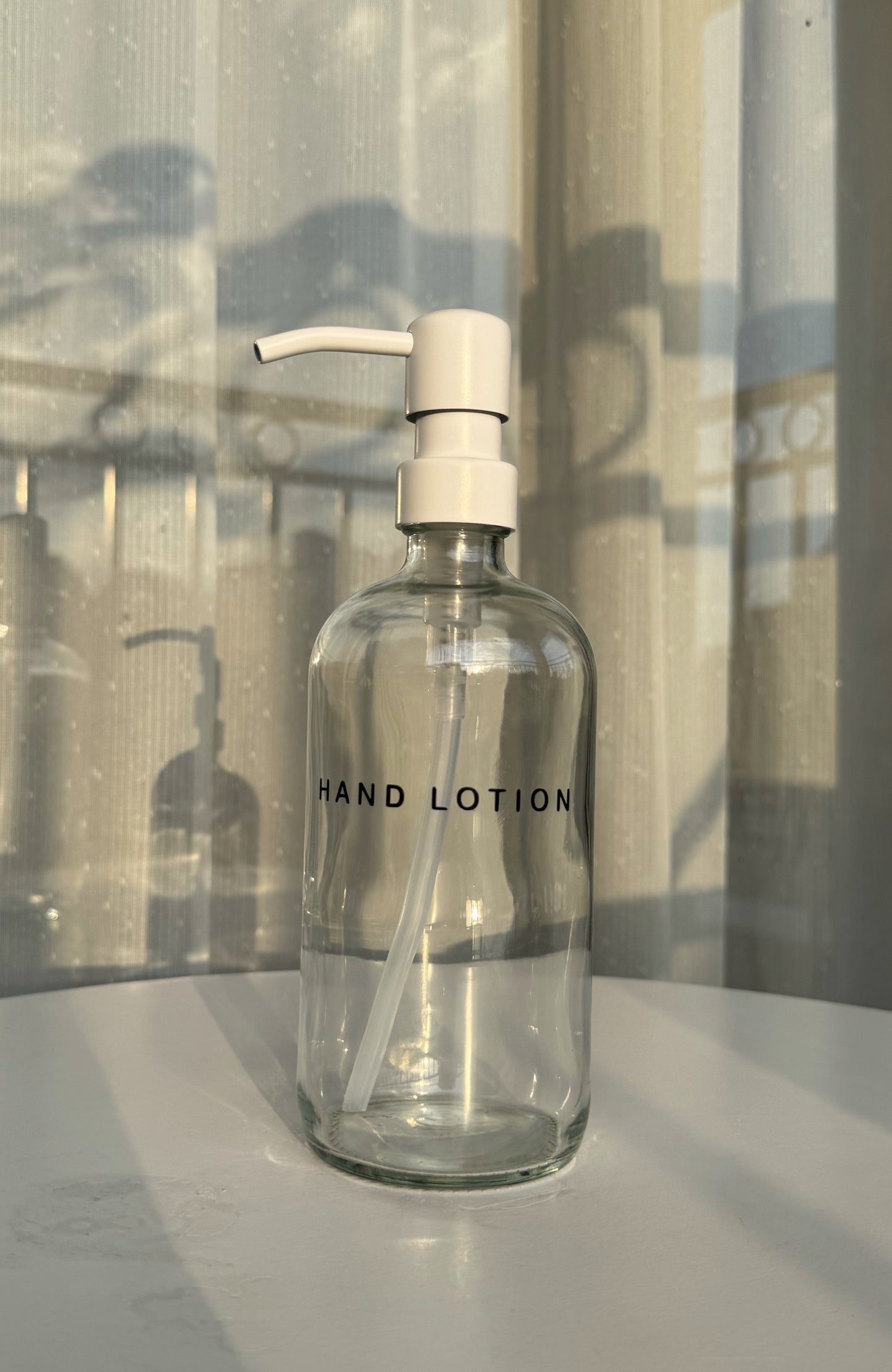 500ml Glass Soap Dispenser With Metallic White Pump Lids