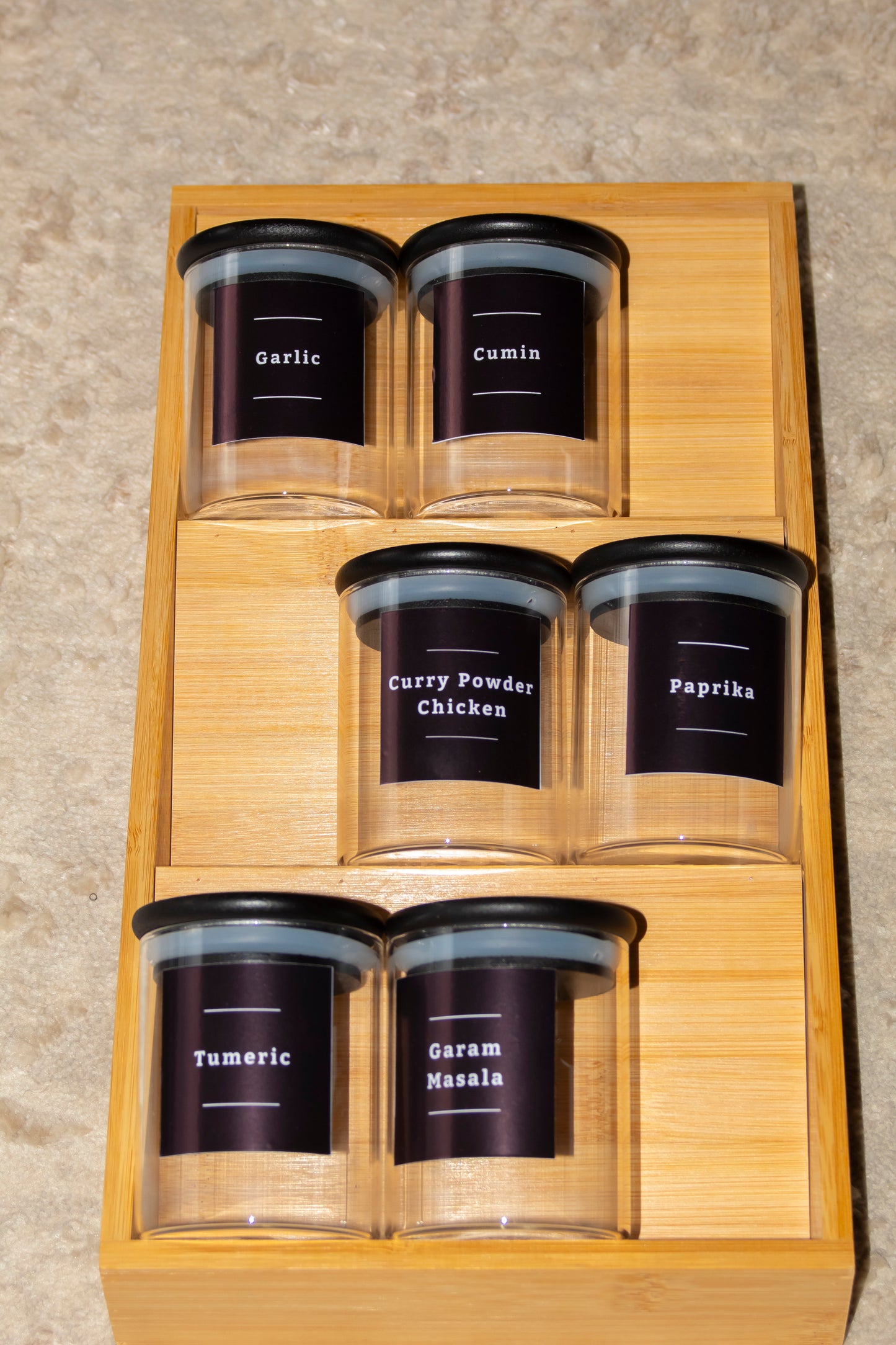 200ml spice jar set with black lid