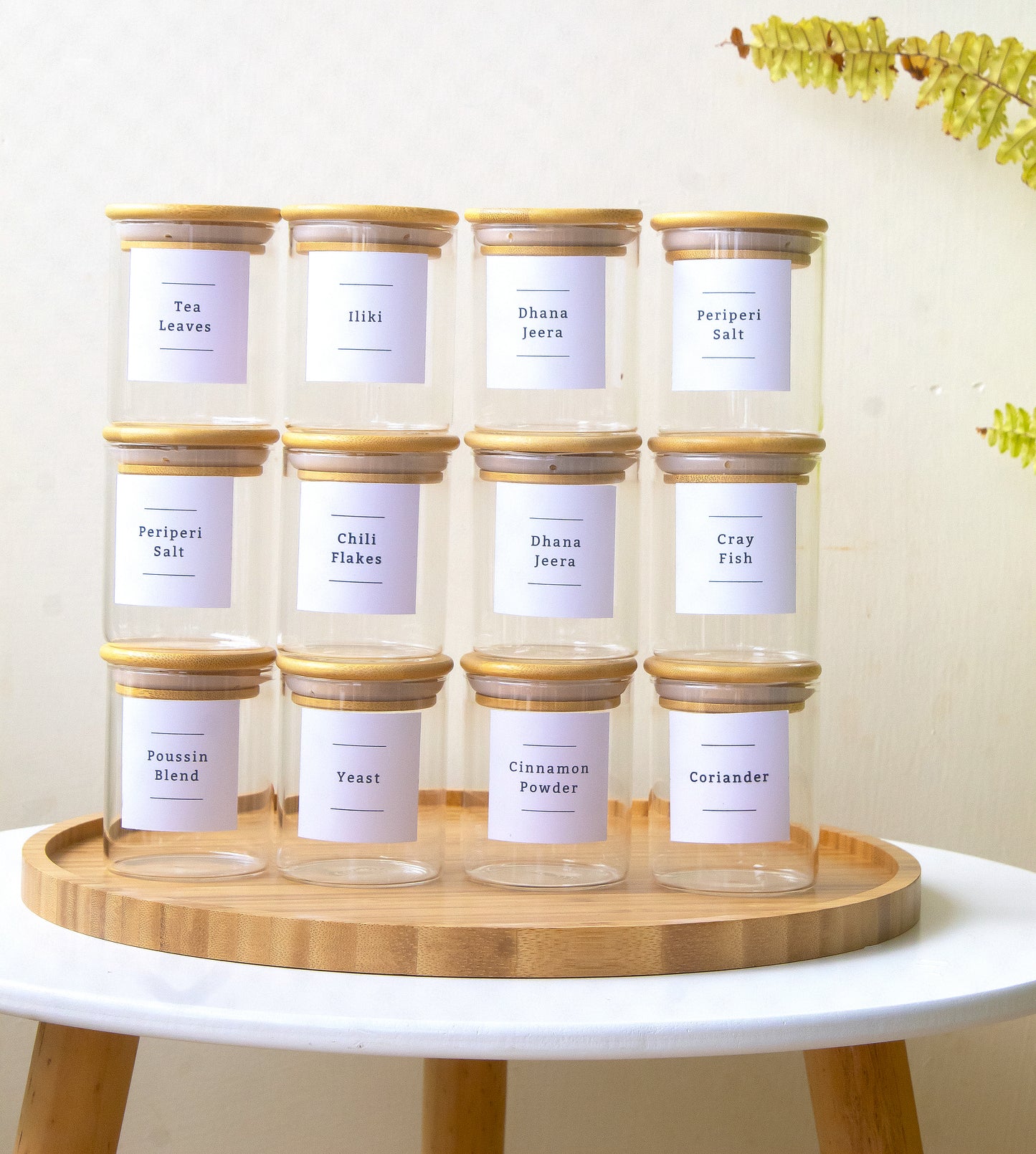 200ml Bamboo lid spice Jar set