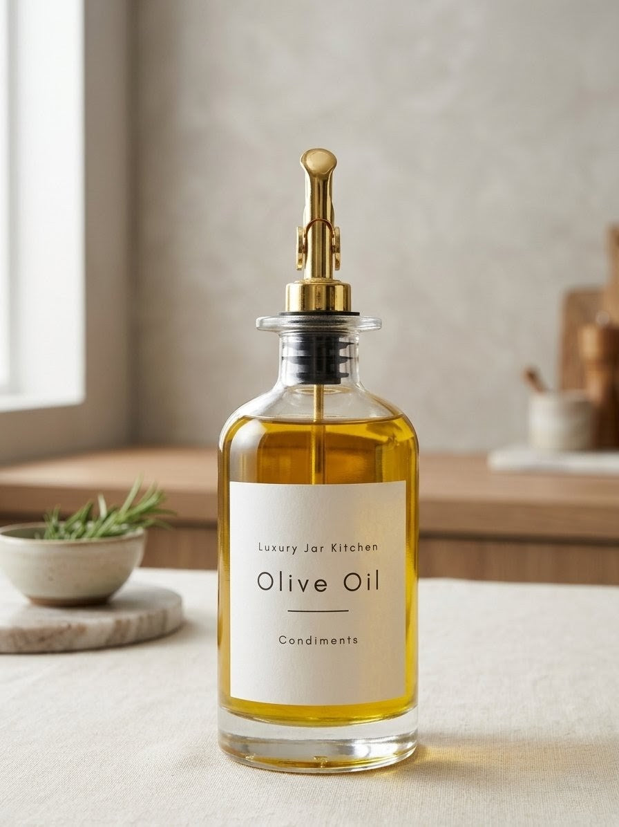 LUXURY JAR ROUND OIL & VINEGAR SPOUT DISPENSER