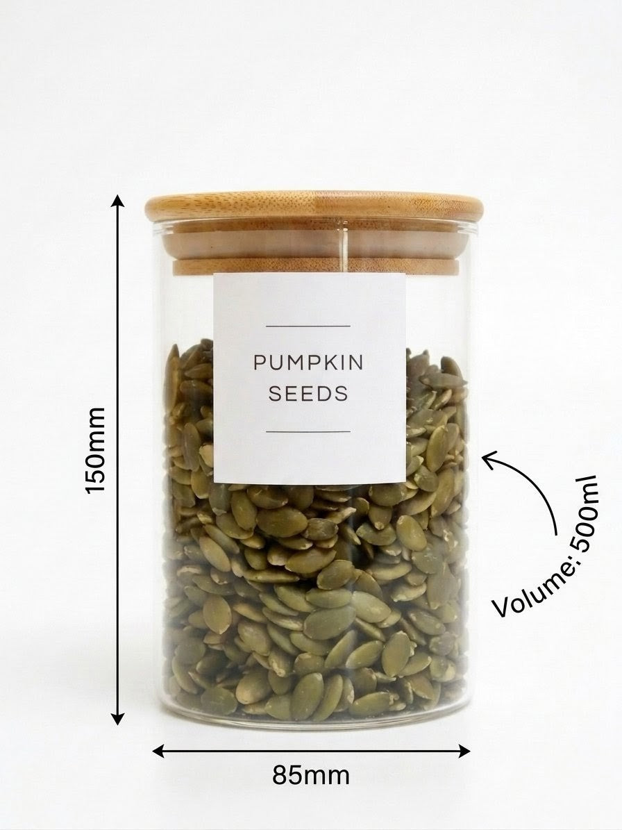 GLASS STORAGE JAR WITH BAMBOO LID - 500ML