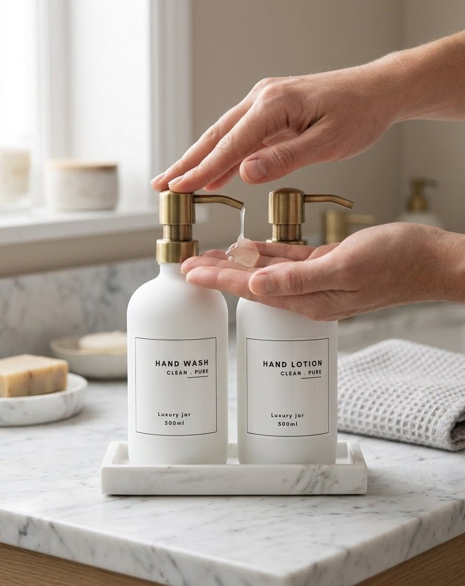 THE SIGNATURE MARBLE DUO - HAND WASH & LOTION SET - WHITE