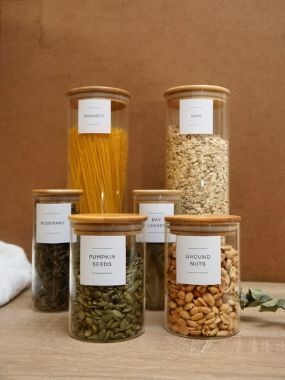 GLASS STORAGE JAR WITH BAMBOO LID - 500ML
