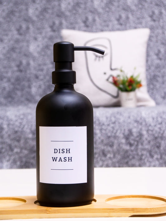 Matte Black Glass Soap Dispenser