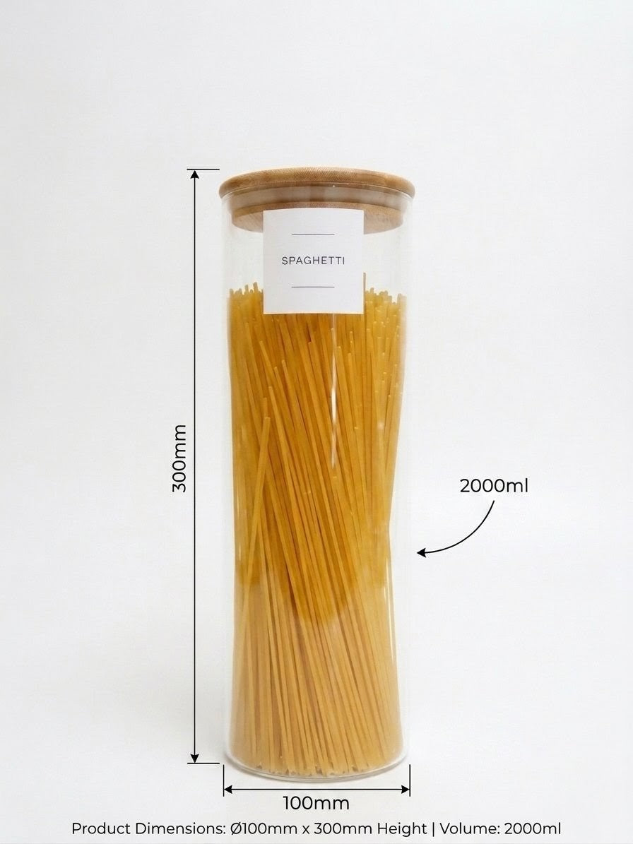 GLASS STORAGE JAR WITH BAMBOO LID - 2000ML