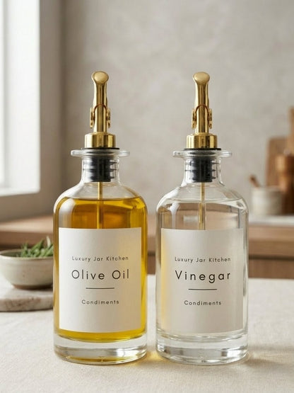 LUXURY JAR ROUND OIL & VINEGAR SPOUT DISPENSER